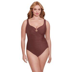 NWT Miraclesuit Underwire Allover-Slimming One Piece Swimsuit Tamarind Brown 24W